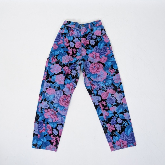90’s Floral Jeans High Waisted Rise Straight Leg Teen Youth - Picture 5 of 6